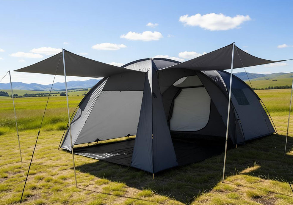 Barraca de acampamento impermeável de duas camadas para família de 5 a 6 pessoas